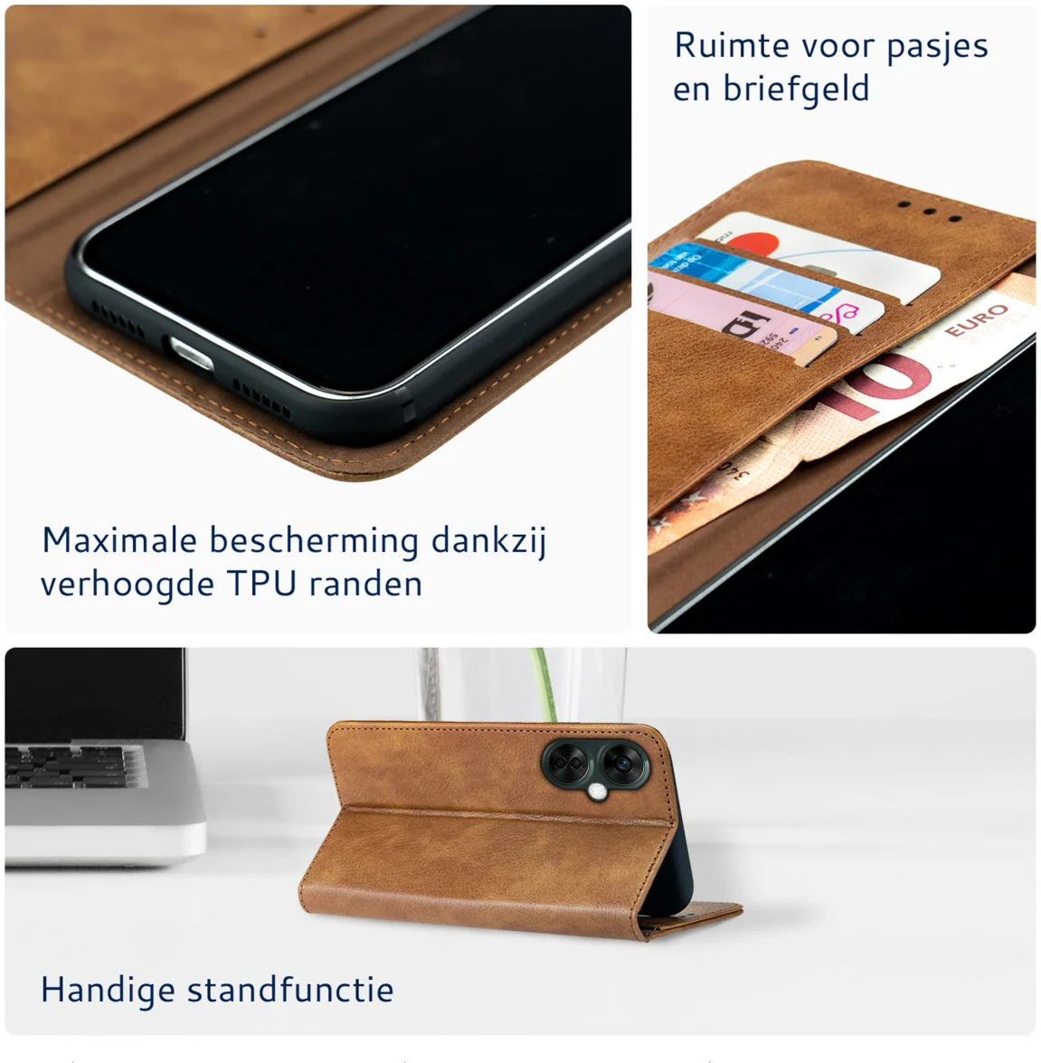 Rosso Element OnePlus Nord CE 3 Lite Hoesje Book Case Wallet Bruin afbeelding 3
