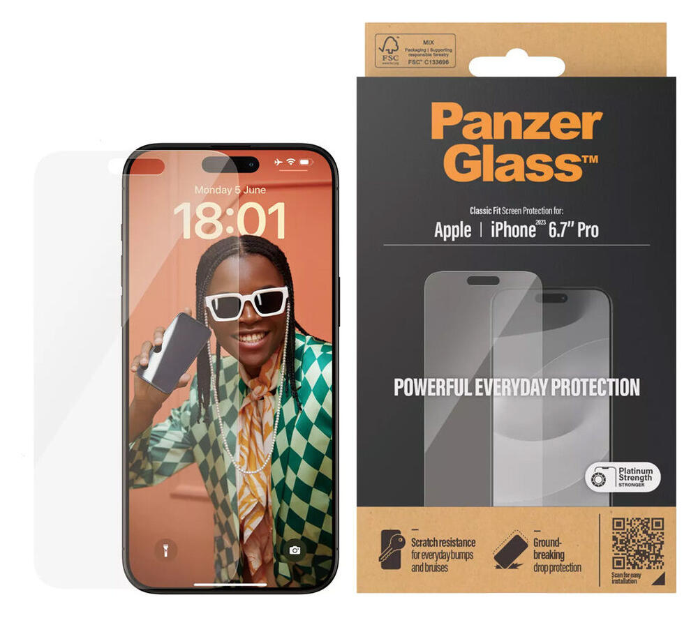 PanzerGlass Classic Fit Apple iPhone 15 Pro Max Screen Protector Glas afbeelding 1