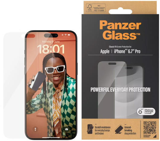 PanzerGlass Classic Fit Apple iPhone 15 Pro Max Screen Protector Glas afbeelding 1