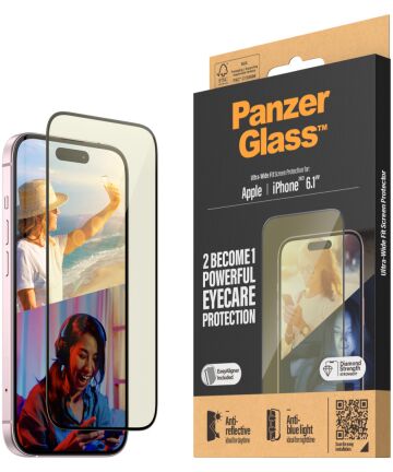 PanzerGlass EyeCare Ultra-Wide Apple iPhone 15 Protector Easyaligner Screen Protectors