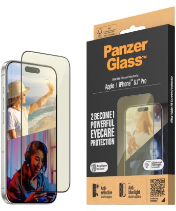 PanzerGlass EyeCare Ultra-Wide iPhone 15 Pro Protector Easyaligner Screen Protectors