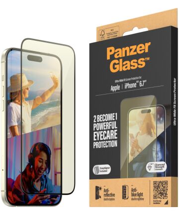 PanzerGlass EyeCare Ultra-Wide iPhone 15 Plus Protector Easyaligner Screen Protectors
