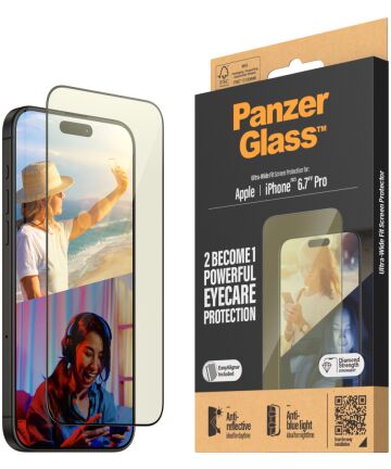 PanzerGlass EyeCare Ultra-Wide iPhone 15 Pro Max Protector Easyaligner Screen Protectors