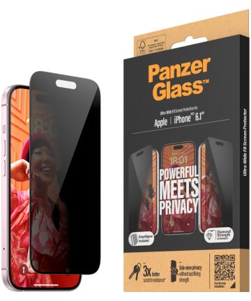 PanzerGlass Ultra-Wide Apple iPhone 15 Privacy Glass EasyAligner Screen Protectors