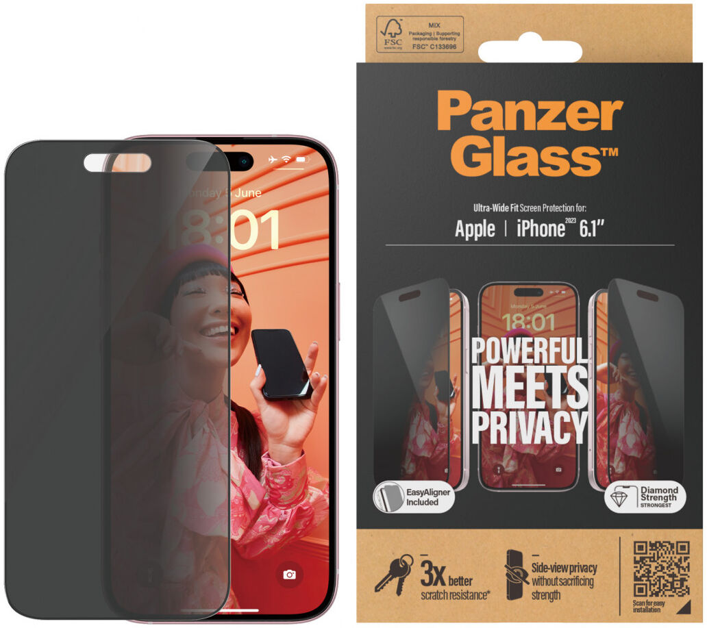 PanzerGlass Ultra-Wide Apple iPhone 15 Privacy Glass EasyAligner afbeelding 2