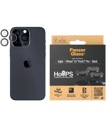 PanzerGlass iPhone 15 Pro / 15 Pro Max Camera Protector Metaal Zwart Screen Protectors