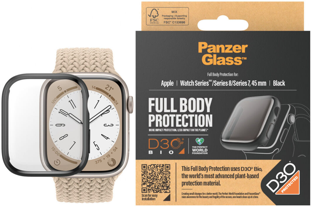 PanzerGlass Full Body D3O - Apple Watch 7/8/9 45MM Hoesje - Zwart afbeelding