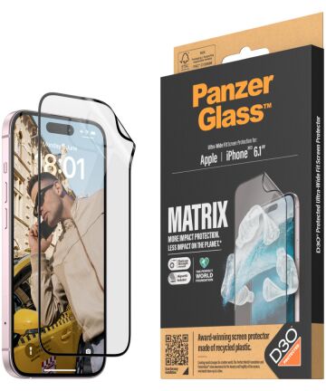 PanzerGlass Matrix D3O Ultra-Wide Apple iPhone 15 Protector AlignerKit Screen Protectors
