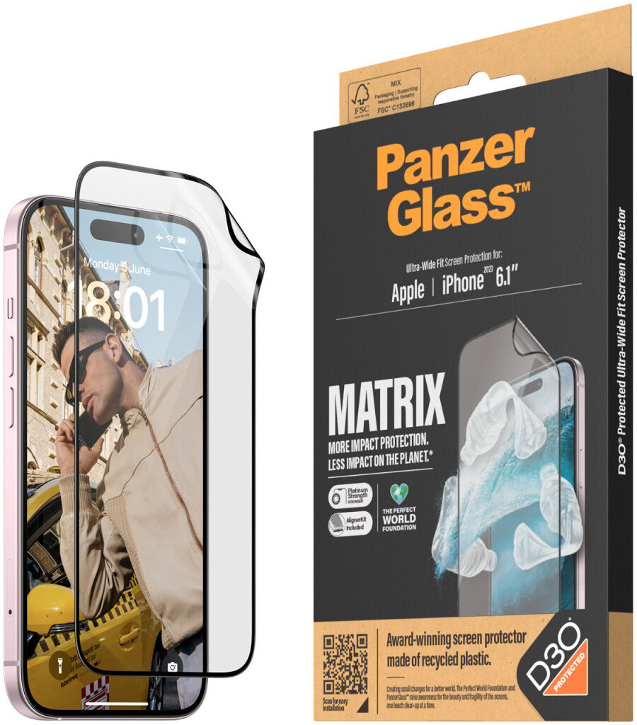 PanzerGlass Matrix D3O Ultra-Wide Apple iPhone 15 Protector AlignerKit afbeelding 1