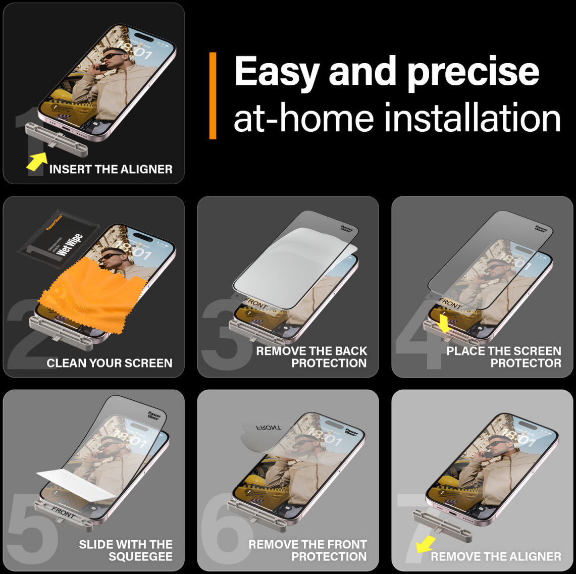 PanzerGlass Matrix D3O Ultra-Wide Apple iPhone 15 Protector AlignerKit afbeelding 5
