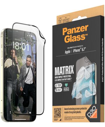 PanzerGlass Matrix D3O Ultra-Wide iPhone 15 Plus Protector AlignerKit Screen Protectors