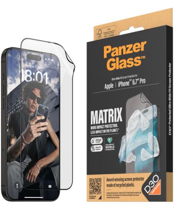 PanzerGlass Matrix D3O Ultra-Wide iPhone 15 Pro Max Protector Aligner Screen Protectors