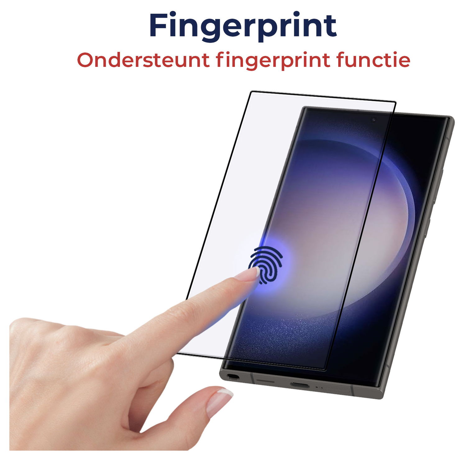 Rosso Samsung Galaxy S23 Ultra 9H Tempered Glass Fingerprint Friendly afbeelding 4