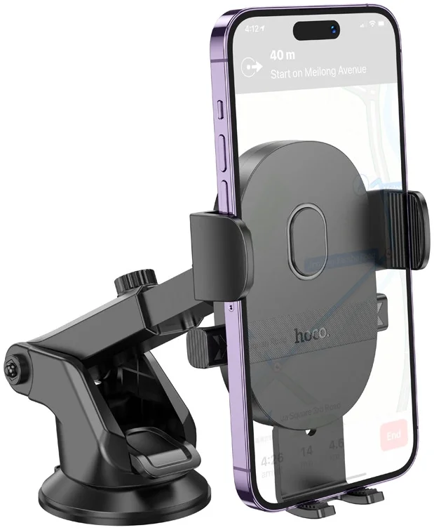 Hoco H19 360° Verstelbare Dashboard/Raam Telefoonhouder Auto Zwart afbeelding 2