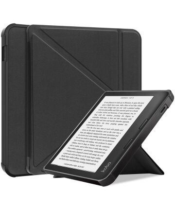 Kobo Libra 2 Hoes Origami Book Case met Standaard Zwart Hoesjes