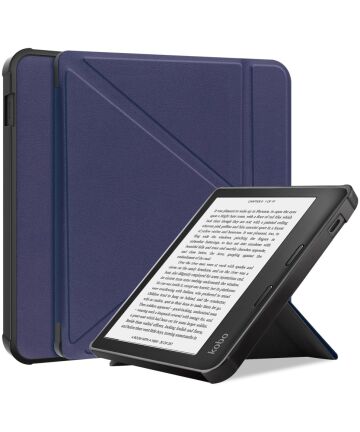 Kobo Libra 2 Hoes Origami Book Case met Standaard Blauw Hoesjes