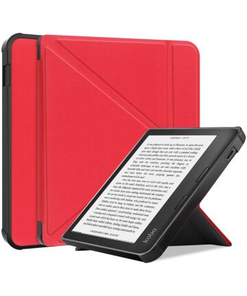 Kobo Libra 2 Hoes Origami Book Case met Standaard Rood Hoesjes