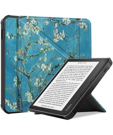 Kobo Libra 2 Hoes Origami Book Case met Standaard Flower Print Hoesjes