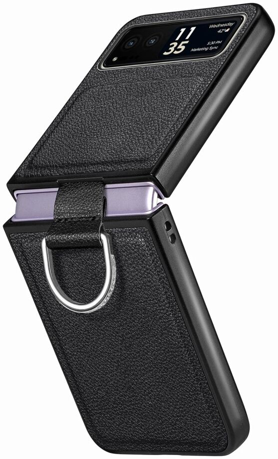 Motorola Razr 40 Hoesje met Kunstleer Coating Back Cover Zwart afbeelding 3