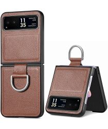 Motorola Razr 40 Hoesje met Kunstleer Coating Back Cover Bruin