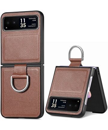 Motorola Razr 40 Hoesje met Kunstleer Coating Back Cover Bruin Hoesjes