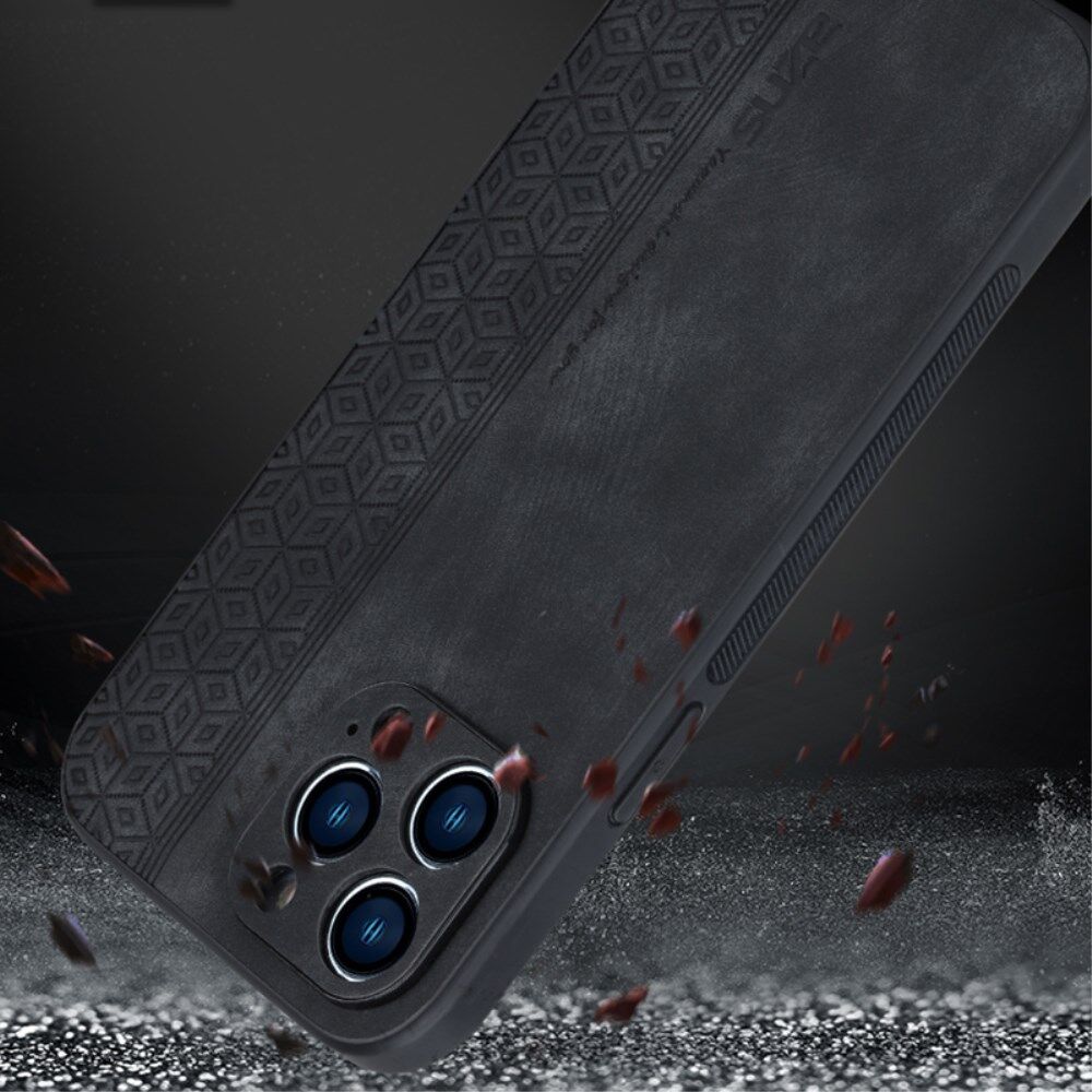 AZNS Apple iPhone 15 Pro Max Hoesje met Kunstleer Coating Zwart afbeelding 3