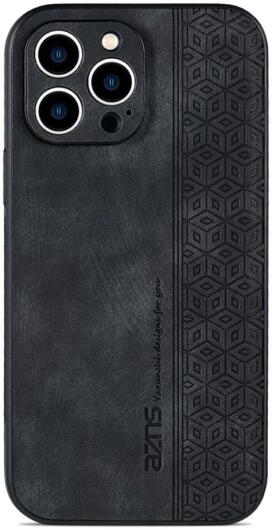 AZNS Apple iPhone 15 Pro Max Hoesje met Kunstleer Coating Zwart afbeelding 1