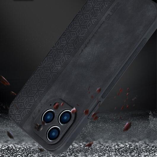 AZNS Apple iPhone 15 Pro Max Hoesje met Kunstleer Coating Zwart afbeelding 3