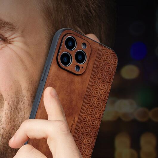 AZNS Apple iPhone 15 Pro Max Hoesje met Kunstleer Coating Zwart afbeelding 5