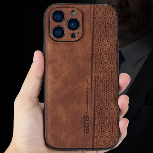 AZNS Apple iPhone 15 Pro Max Hoesje met Kunstleer Coating Zwart afbeelding 6