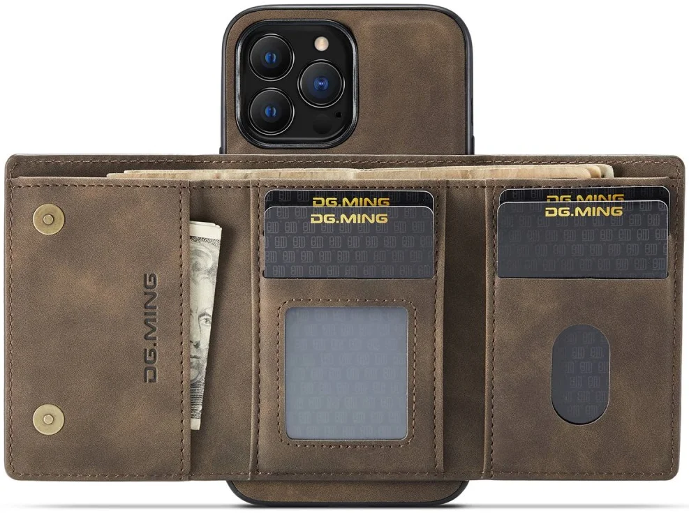 DG Ming iPhone 15 Pro Max Hoesje met Magnetische Kaarthouder Coffee afbeelding 2