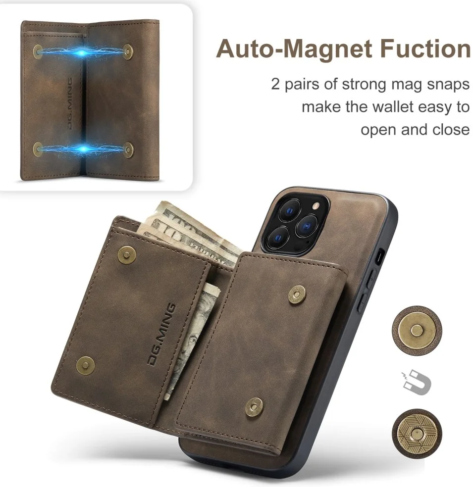 DG Ming iPhone 15 Pro Max Hoesje met Magnetische Kaarthouder Coffee afbeelding 3
