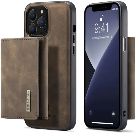 DG Ming iPhone 15 Pro Max Hoesje met Magnetische Kaarthouder Coffee afbeelding 1