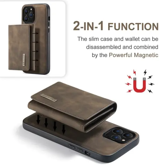 DG Ming iPhone 15 Pro Max Hoesje met Magnetische Kaarthouder Coffee afbeelding 4