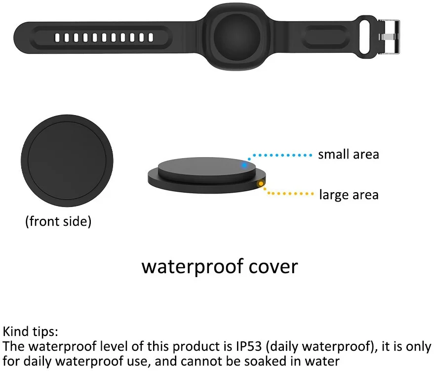 Samsung Galaxy SmartTag Hoesje Waterbestendig Kids Polsbandje Zwart afbeelding 5