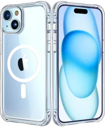 Apple iPhone 15 MagSafe Hoesje Schokbestendig en Dun TPU Transparant