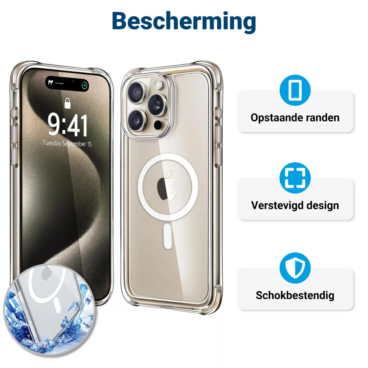 iPhone 15 Pro Max MagSafe Hoesje Schokbestendig en Dun TPU Transparant afbeelding 3