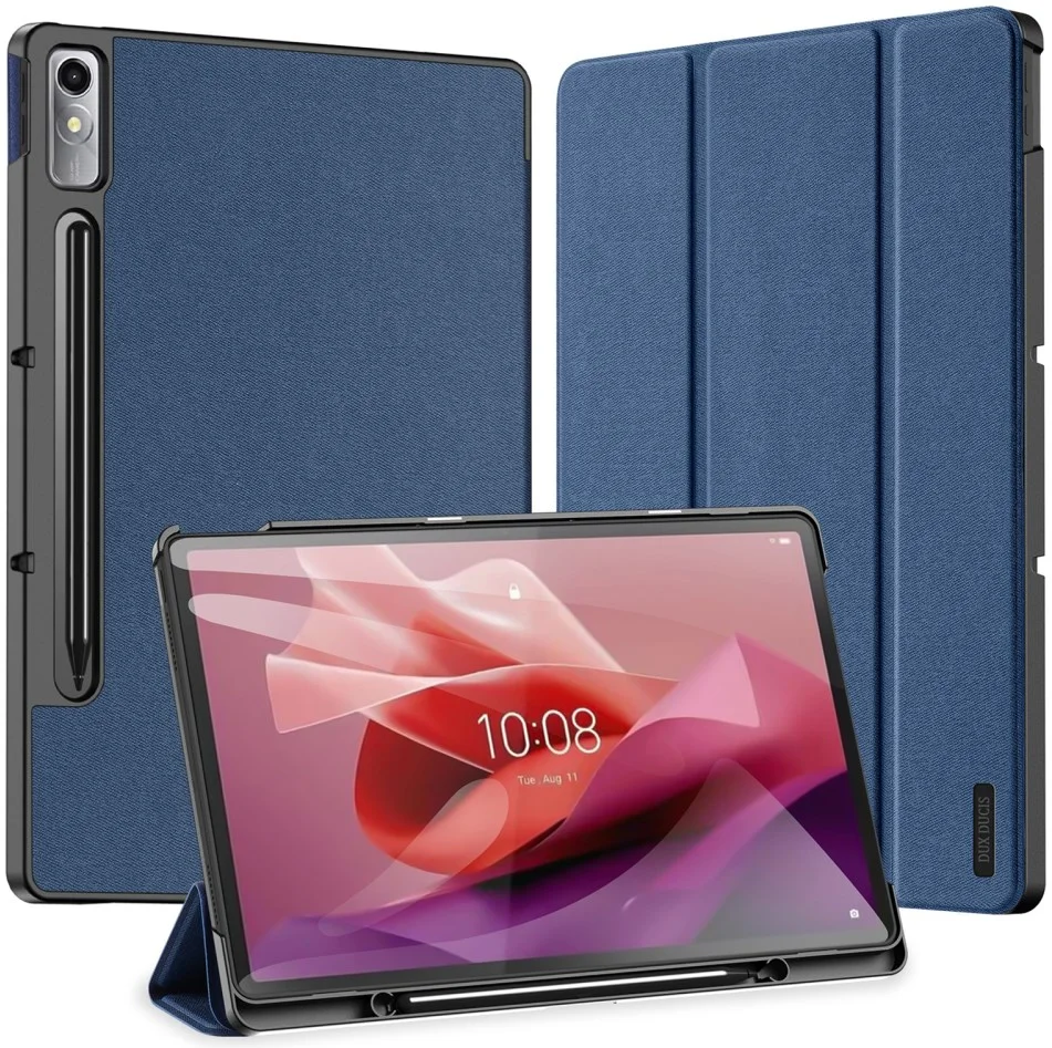 Dux Ducis Domo Lenovo Tab P12 Hoes Tri-Fold Book Case Blauw afbeelding 2