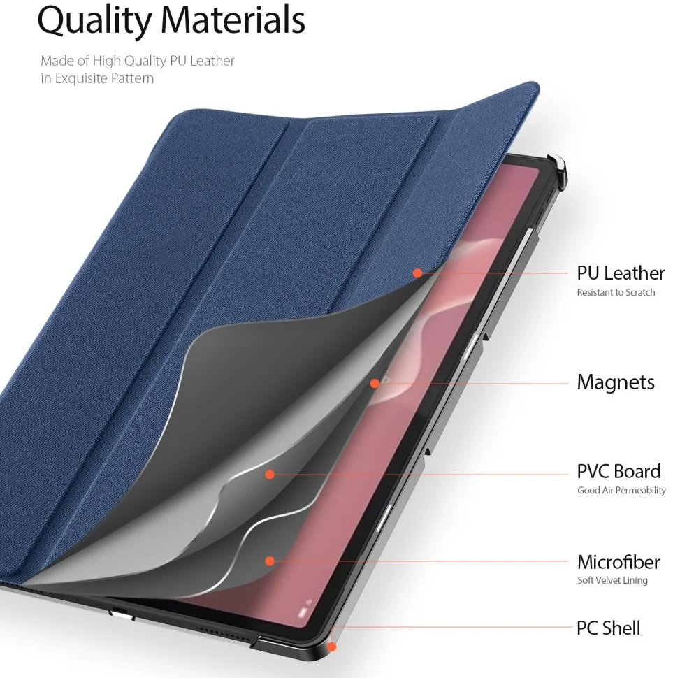 Dux Ducis Domo Lenovo Tab P12 Hoes Tri-Fold Book Case Blauw afbeelding 9