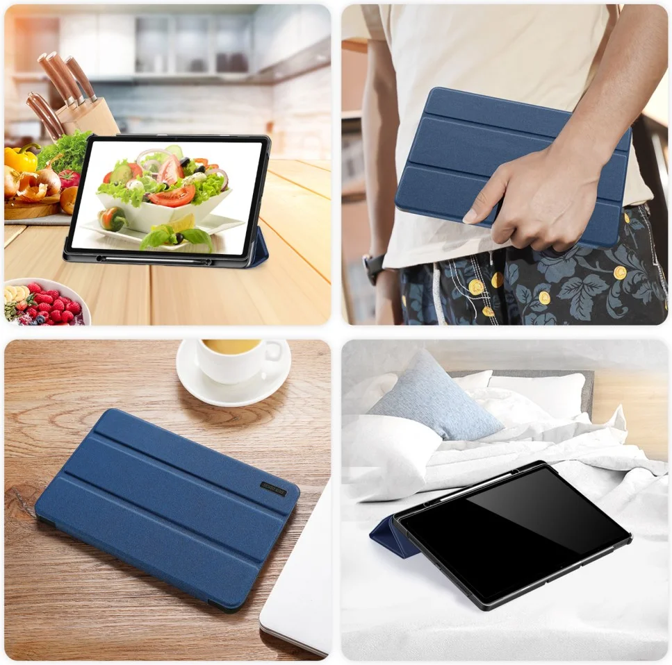 Dux Ducis Domo Lenovo Tab P12 Hoes Tri-Fold Book Case Blauw afbeelding 10