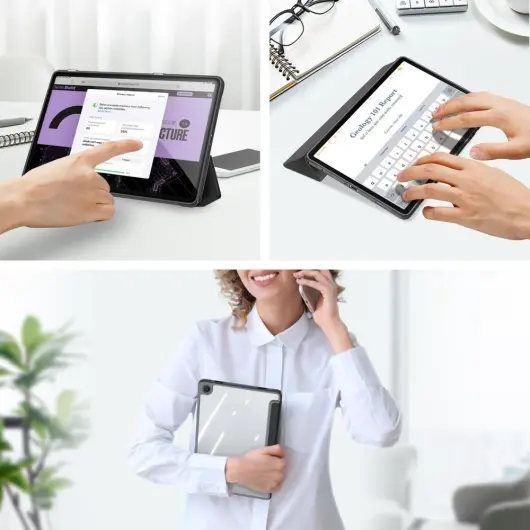 Dux Ducis Toby Samsung Tab A9 Plus Hoes Tri-Fold Book Case Zwart afbeelding 7