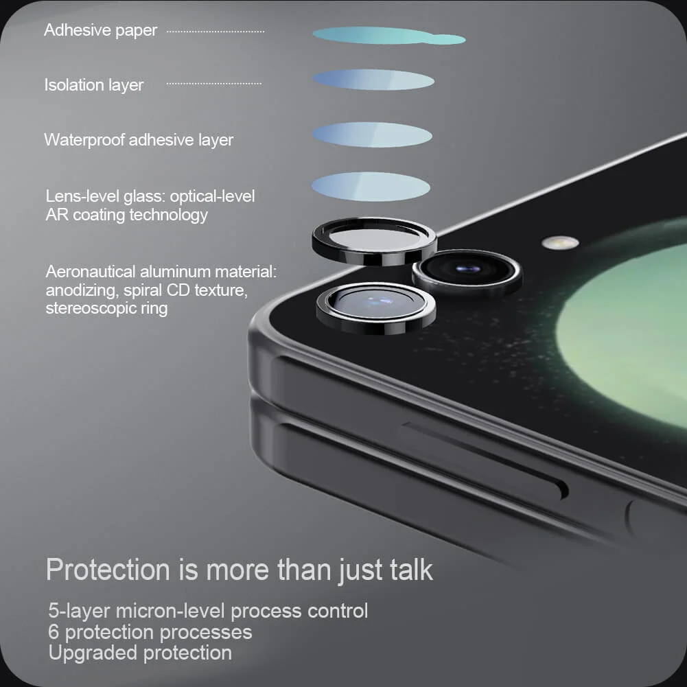 Nillkin Samsung Galaxy Z Flip 5 Camera Protector Tempered Glass Zwart afbeelding 6
