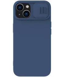 Nillkin Apple iPhone 15 Hoesje MagSafe Siliconen Camera Slider Blauw