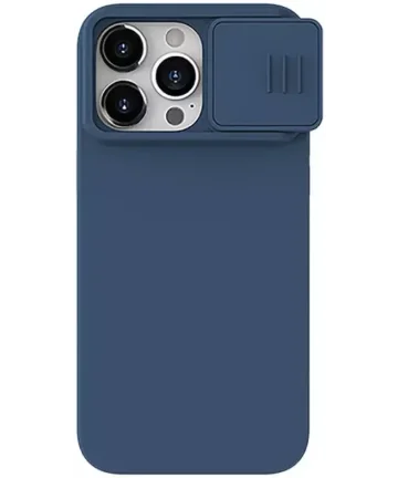 Nillkin Siliconen iPhone 15 Pro Hoesje MagSafe Camera Slider Blauw Hoesjes