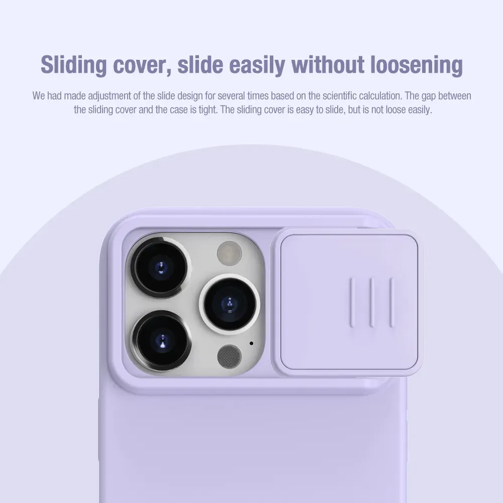Nillkin Siliconen iPhone 15 Pro Hoesje MagSafe Camera Slider Blauw afbeelding 3