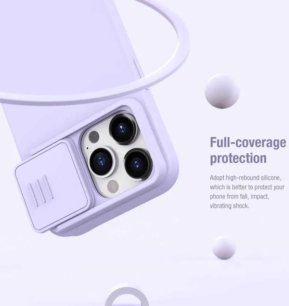 Nillkin Siliconen iPhone 15 Pro Hoesje MagSafe Camera Slider Blauw afbeelding 6
