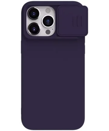 Nillkin Siliconen iPhone 15 Pro Hoesje MagSafe Camera Slider Purple Hoesjes