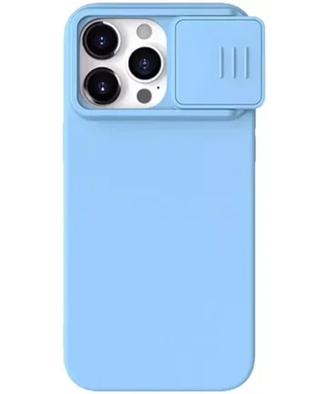Nillkin Siliconen iPhone 15 Pro Hoesje MagSafe Camera Slider Blue Hoesjes