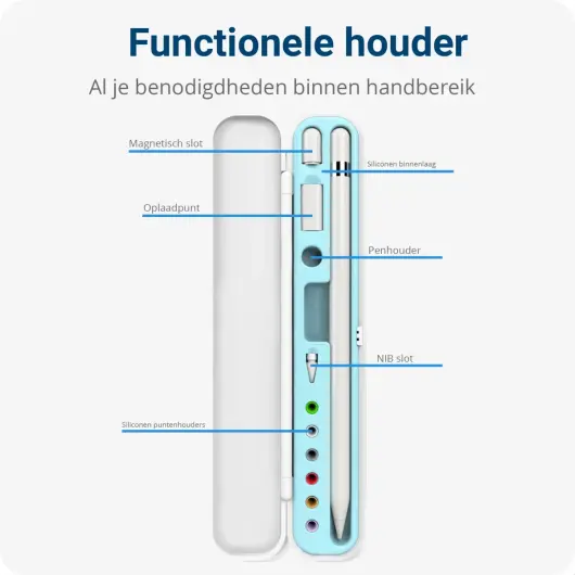 Apple Pencil (1 & 2 Generatie) Houder Hoesje Blauw afbeelding 4