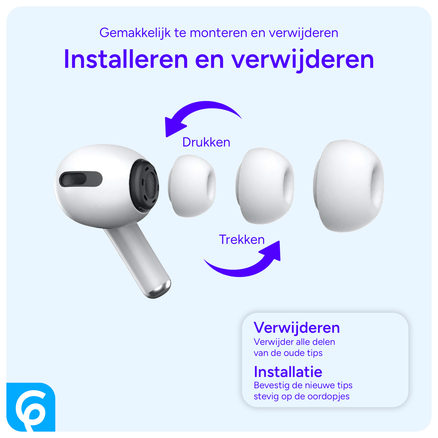 3 Pack AirPods Pro (1e & 2e Generatie) Siliconen Dopjes Tips Medium afbeelding 4
